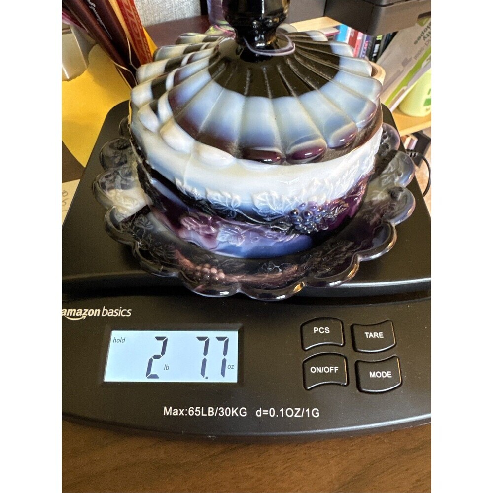 West Moreland “Marble” Grape Butter Purple Slag Dish 1970’s - Picture 6 of 6